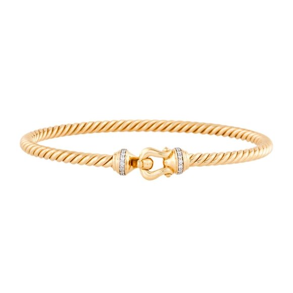 DAVID YURMAN 18K 750 YELLOW GOLD DIAMOND BUCKLE CABLESPIRA BRACELET - Picture 1 of 9